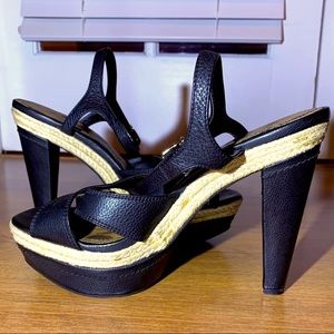 Gianni Bini Black Leather Platform Heels